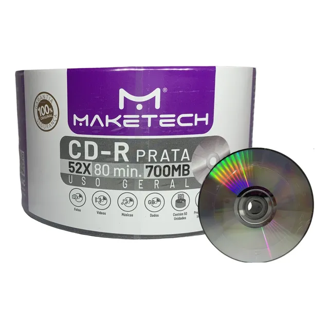 50 Cd-r Prata 700mb 80min 52x- Maketech
