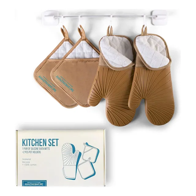 4 Pieza Accesorio Cocina: Guante Largo Proteccion Para