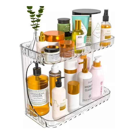 Estante Almacenamiento Maquillaje Doble Nivel Tocador Baño