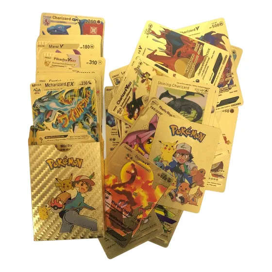 Cartas Pokémon Doradas X55  Metalizadas Coleccionables Niños