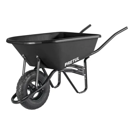 Carretilla Plastica 142 Litros 350kg para Jardineria Pretul TP-5N Color Negro