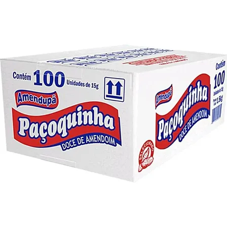 Paçoca Rolha Amendupã Paçoquinha Embrulhada 100un 1,5kgcaixa