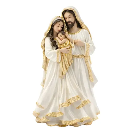Imagem Sagrada Família Dourada 30cm Decoração