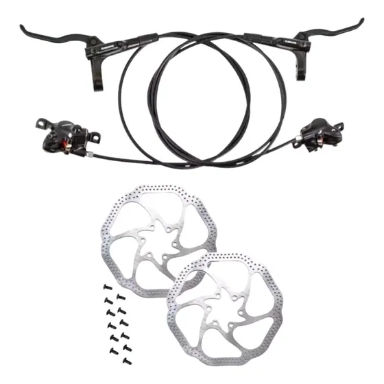 Par Freios Shimano Mt200 Hidráulicos Com 2 Discos De Brinde