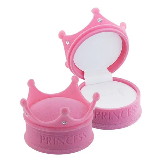 Estuche Caja Para Anillo Corona De Pana Princesa Color Rosa