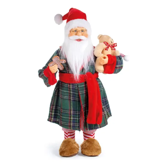 Papai Noel Em Pé De Pijama Candy Colors Pantufa E Ursinho
