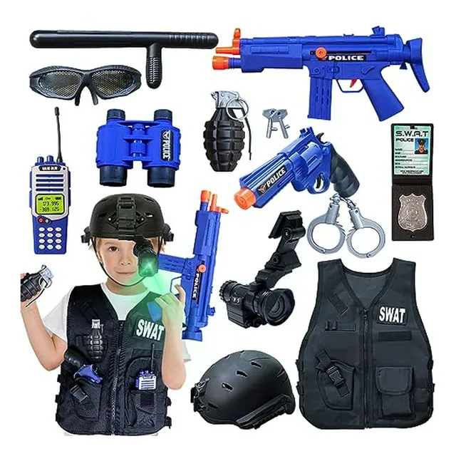 Disfraz De Policía Para Niños, Set De Juego Swat Con Chaleco