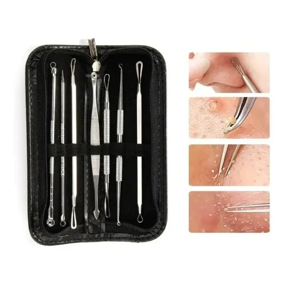 Set 7 Removedor Extractor Comedones Puntos Negros Espinillas