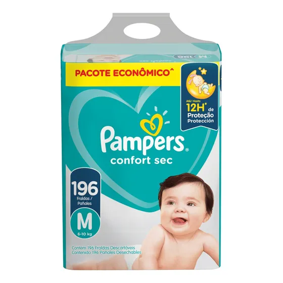 Fraldas Pampers Confort Sec M x 196 unidades