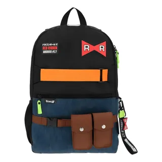 Mochila Escolar Dbz Android 17 Negra 47x31 Cm 2 Bolsillos Poliéster Negro Liso