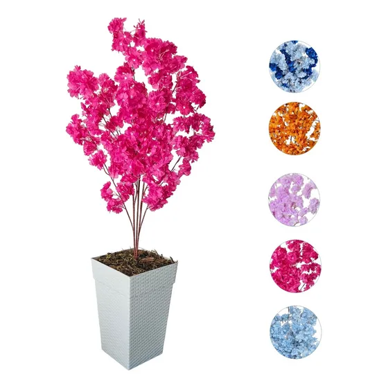 Vaso Chao Flor Cerejeira Sakura Planta Arranjo Artificial