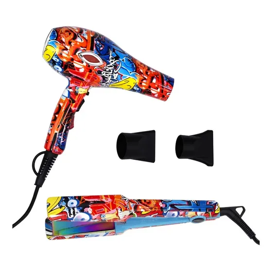 Set Graffiti Secador + Plancha De Pelo Profeisonales