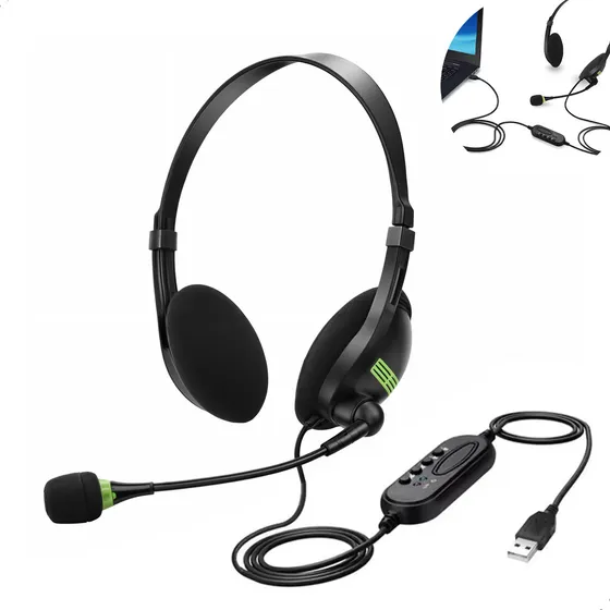 Fone de Ouvido Headset Office Usb Microfone Reunião Empresa Call Computador Telefone Pc Notebook Microfone para Reunião Home Office Jogos Trabalho Empresa