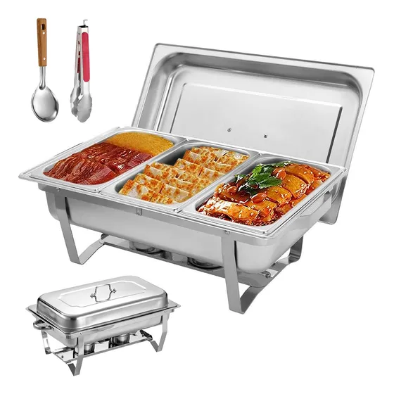 Bufetera 3 Espacios De Acero Inoxidable Para Chef Comedor 9l