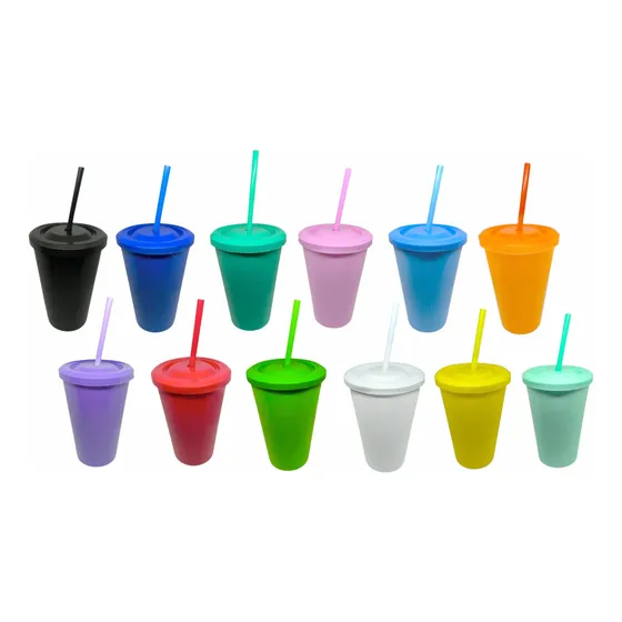 Set 20 Vasos Plastico 500cc Reutilizable Tapa Sorbete Color