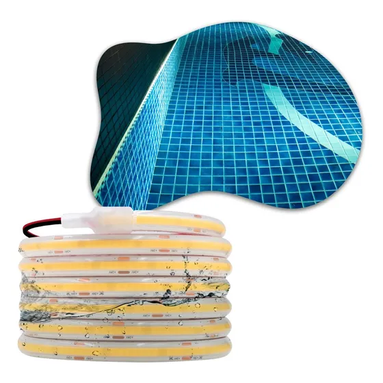 10m Fita Led Cob P/ Piscina Ip68 12w 24v Irc80 1200lm/m Luz Branco-quente