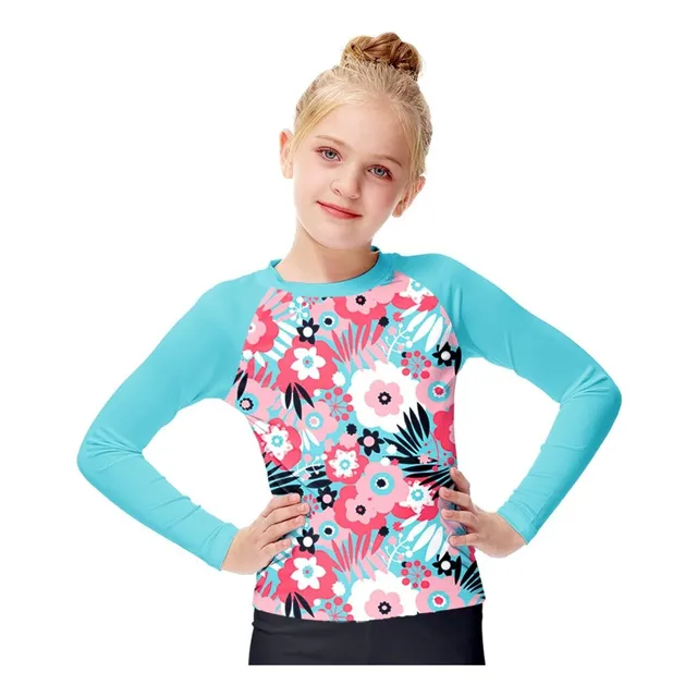 Aobute Camiseta Manga Larga Para Niña Estampado Floral 3