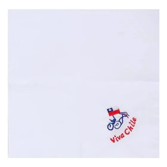 Pañuelo Blanco Diseños Varios Fiestas Patrias 28x28cm
