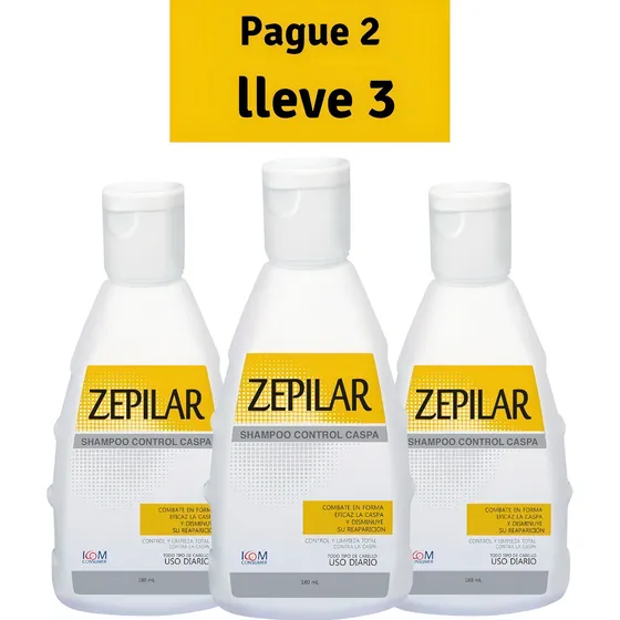 Shampoo Control Caspa Zepilar 3 Unidades 180 (540) Ml