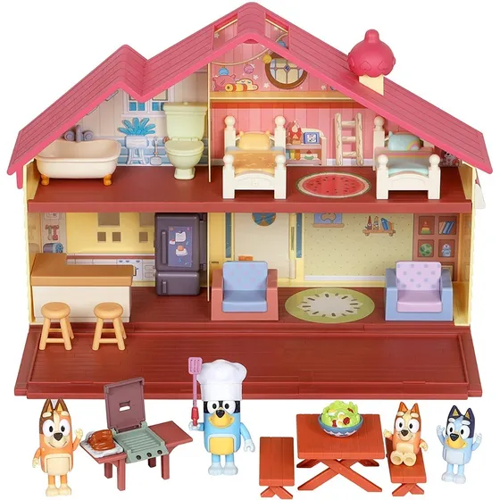 Bluey Mega Bundle Home, Juego De Asador Y 4 Figuras