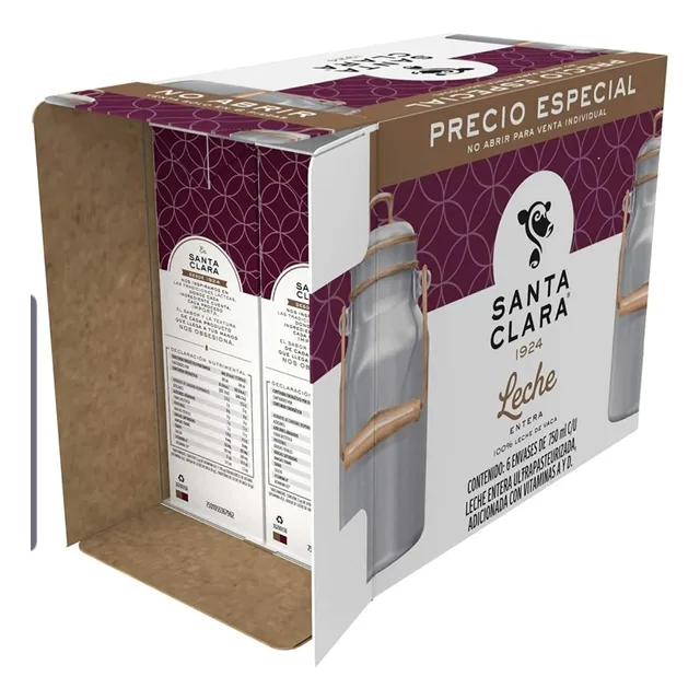Leche Santa Clara 750 Ml Entera 12 Pzs