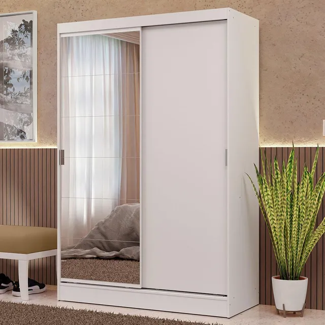 Ropero Max 2 Puertas Corredizas 1 Espejo Blanco Blanco