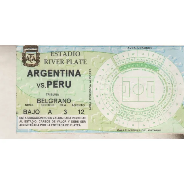 Entrada Eliminatorias  Mundial 1998 * Argentina Vs Peru
