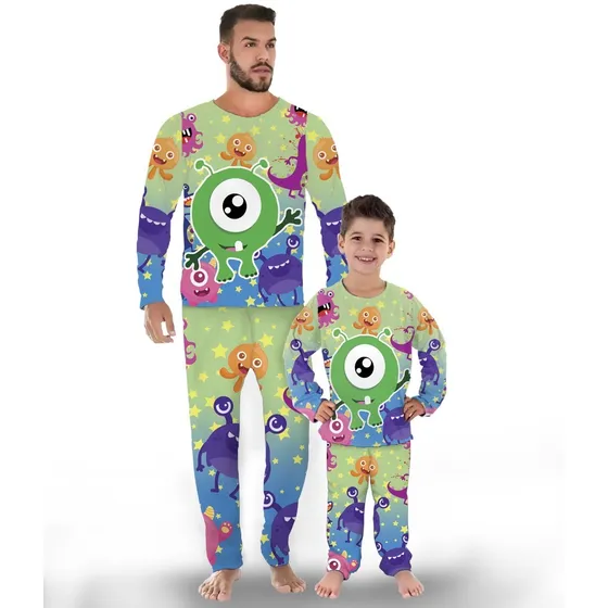 Kit De Pijama Tal Pai Tal Filha Ou Filho Monstros S.a