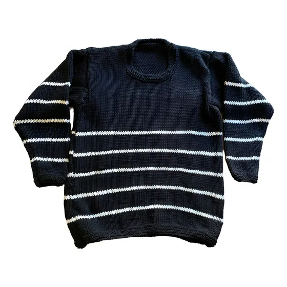 Sweater Tejido A Mano Dos Agujas Overzise Rayado