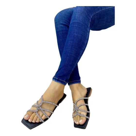 Sandalias Planas De Damas Negras 