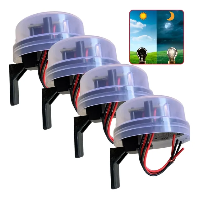 Kit 4 Relé Sensor Fotocélula Bivolt Suporte Auto Acende