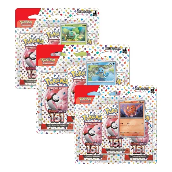 3 Blisters Triples Pokémon 151 Bulbasaur Charmander Squirtle