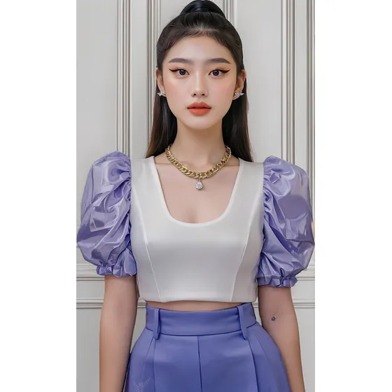 Blusa Globo Manga 3/4 Para Mujer