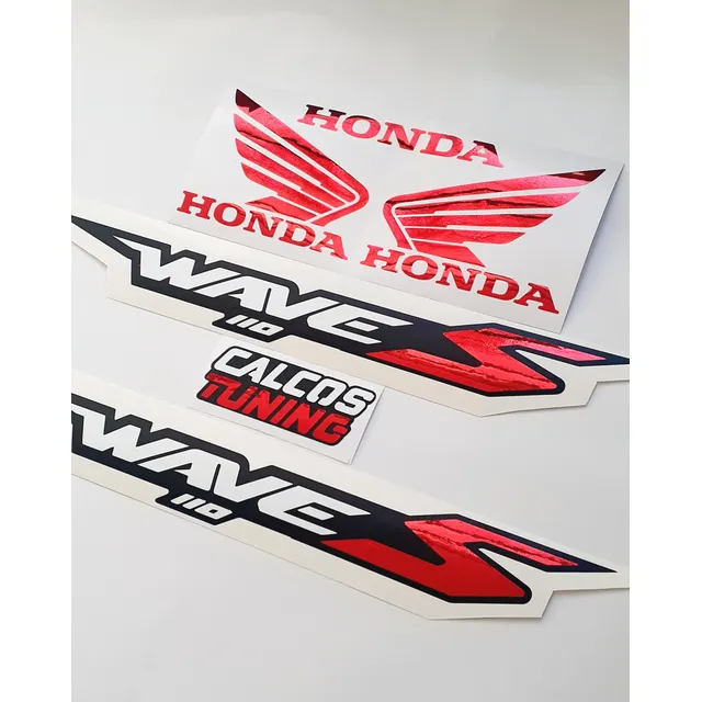 Kit Calcos Honda Wave 110s 2021 . Cromados!