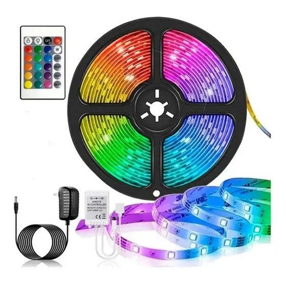 Cinta Led 2835 Rgb Multicolor Kit Control Remoto Rollo 5 Mts
