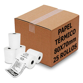 25 Rollos Papel Rollo Termico 80x70 Mm Ticket Recibos C/ Iva 25 Rollos Papel Rollo Termico 80x70 Mm Ticket Recibos C/ Iva