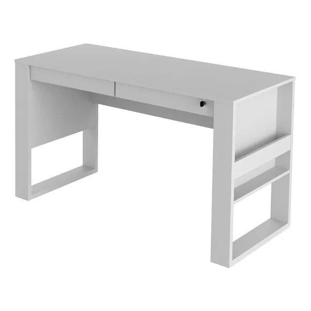 Escritorio Mesa De Pc Mostrador 2 Cajones 127 Cm Largo 4144 Color Blanco/Blanco