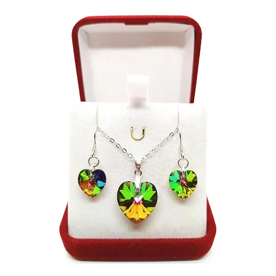 Conjunto Joyas De Plata Corazones Cristal Swarovksi® 