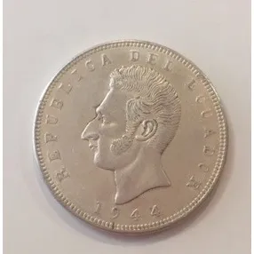 Moneda De Ecuador : 5 Sucres 1944 De Plata 720