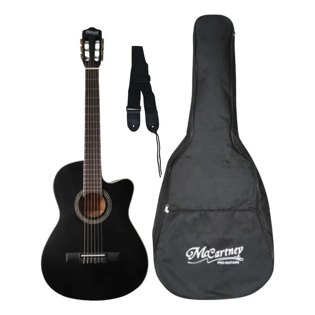 Guitarra Electroacustica Mccartney Qcg Nylon Negro Mate Material Del Diapasón Arce Orientación De La Mano Diestro