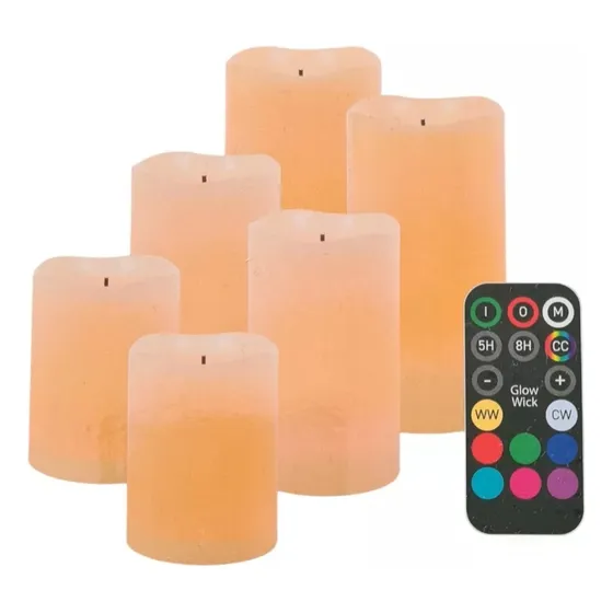 6 Velas Led Que Cambian De Color Con Control Remoto Color Crema Liso