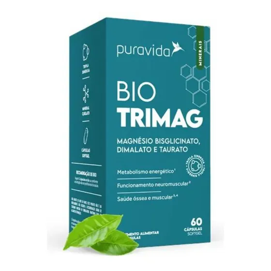 Bio Trimag Puravida - 3 Tipos De Magnesio - 60 Caps Softgels