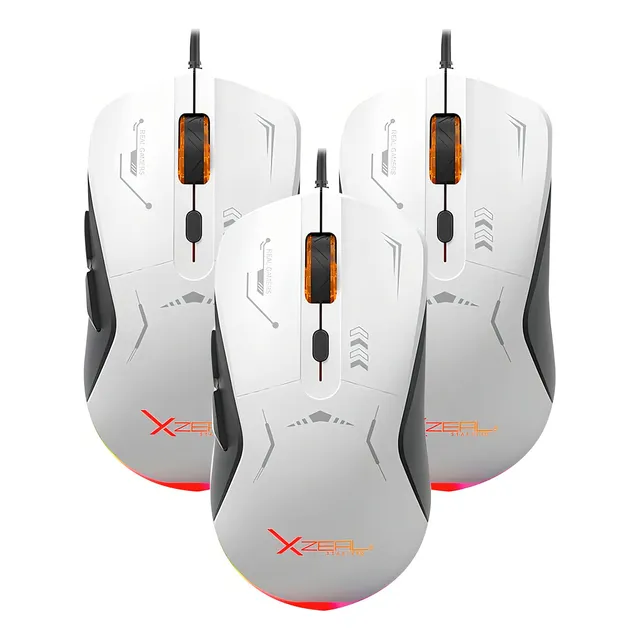 Kit 3 Mouse Gamer Xzeal Xsamga2wb Xst-401 13 Modos Rgb Color Blanco