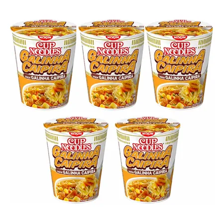 Cup Noodles Galinha Caipira 5 Unid 70g Macarrão Lámen