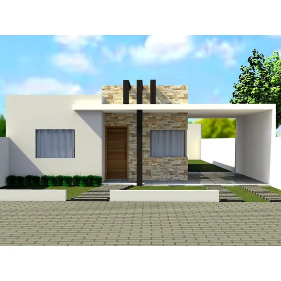 Projeto Arquitetônico Fc Casa 87m² 2 Quartos Lote 10x15,5
