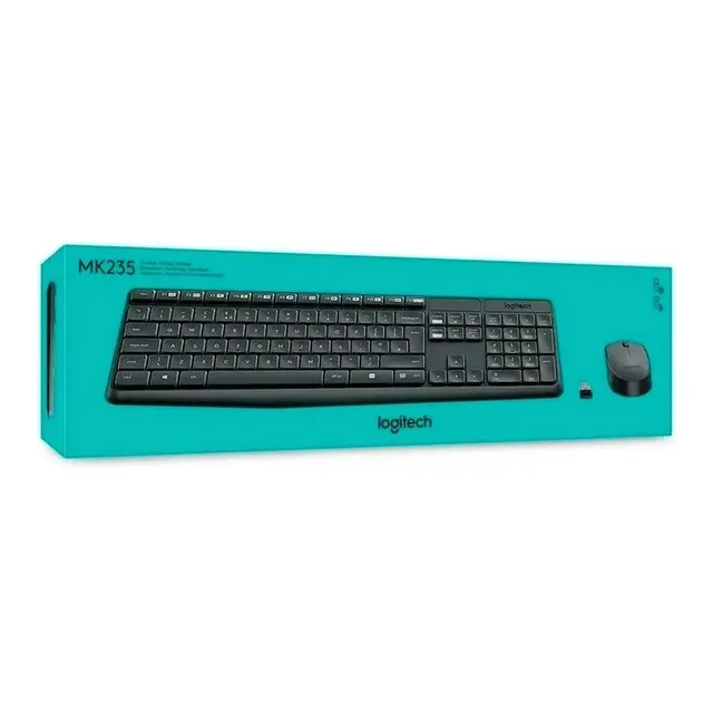 Kit de teclado y mouse inalámbrico Logitech MK235 Español teclado grafito y mouse negro