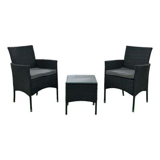 Juego De Recibo 2 Puestos Mas Mesa De Centro En Rattan Negro