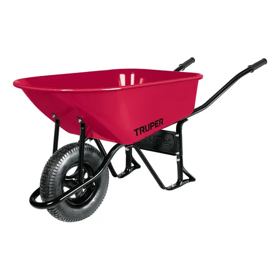Carretilla 6 Ft3, Llanta Neumática Reforzada, Truper 11776 Color Rojo