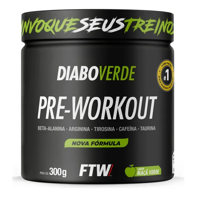 Suplemento Em Pó Pre Treino Pre Workout 300g Sabor Maça Verde Ftw - Diabo Verde Suplemento Em Pó Pre Treino Pre Workout 300g Sabor Maça Verde Ftw - Diabo Verde