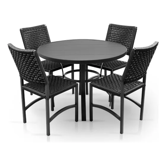 Conjunto Aluminio E Corda Nautica - 4 Cadeiras 1 Mesa 1metro